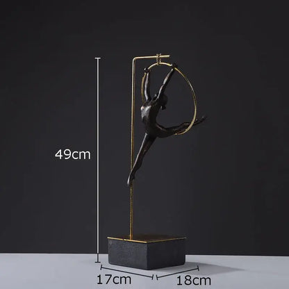 Black & gold gymnastic acrobat resin sculpture living room decor