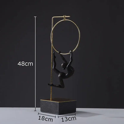 Black & gold gymnastic acrobat resin sculpture living room decor