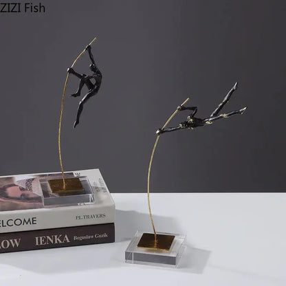 Black & gold gymnastic acrobat resin sculpture living room decor