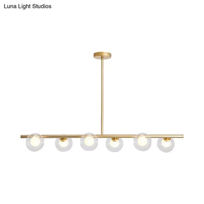DecorBites™ Black/Gold Metallic Hanging Chandelier - Clear Glass Ball Island Light for Dining Table with 6 Modern Lights