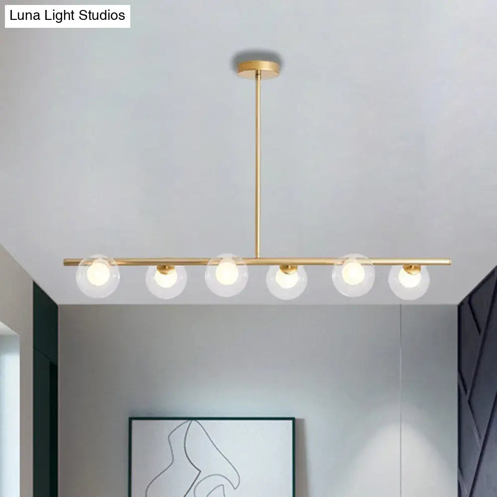 DecorBites™ Black/Gold Metallic Hanging Chandelier - Clear Glass Ball Island Light for Dining Table with 6 Modern Lights