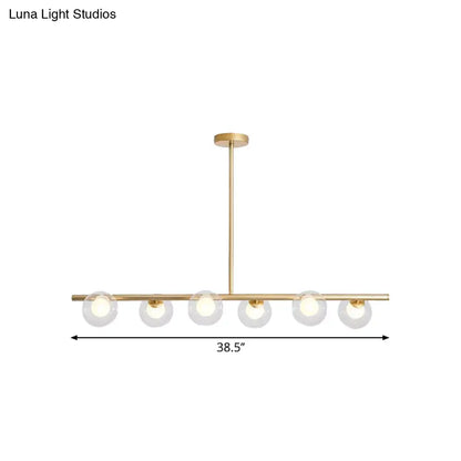 DecorBites™ Black/Gold Metallic Hanging Chandelier - Clear Glass Ball Island Light for Dining Table with 6 Modern Lights