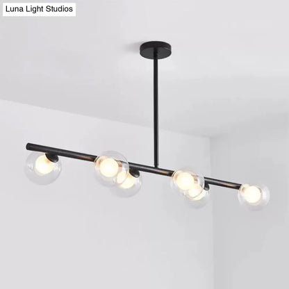 DecorBites™ Black/Gold Metallic Hanging Chandelier - Clear Glass Ball Island Light for Dining Table with 6 Modern Lights