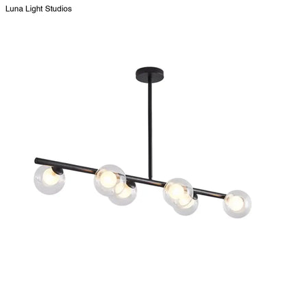 DecorBites™ Black/Gold Metallic Hanging Chandelier - Clear Glass Ball Island Light for Dining Table with 6 Modern Lights