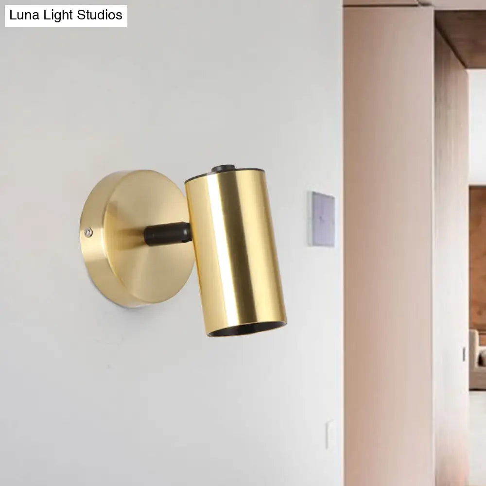 DecorBites™ Black/Gold Metallic Tube Wall Sconce with LED Light for Bedside