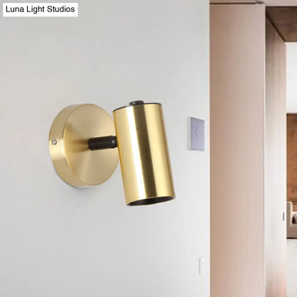DecorBites™ Black/Gold Metallic Tube Wall Sconce with LED Light for Bedside