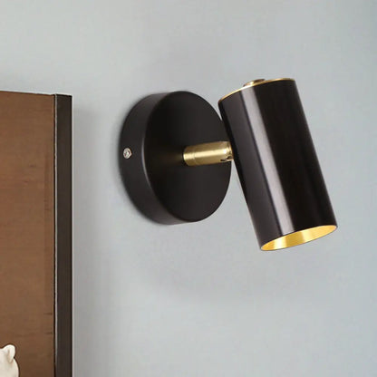 DecorBites™ Black/Gold Metallic Tube Wall Sconce with LED Light for Bedside