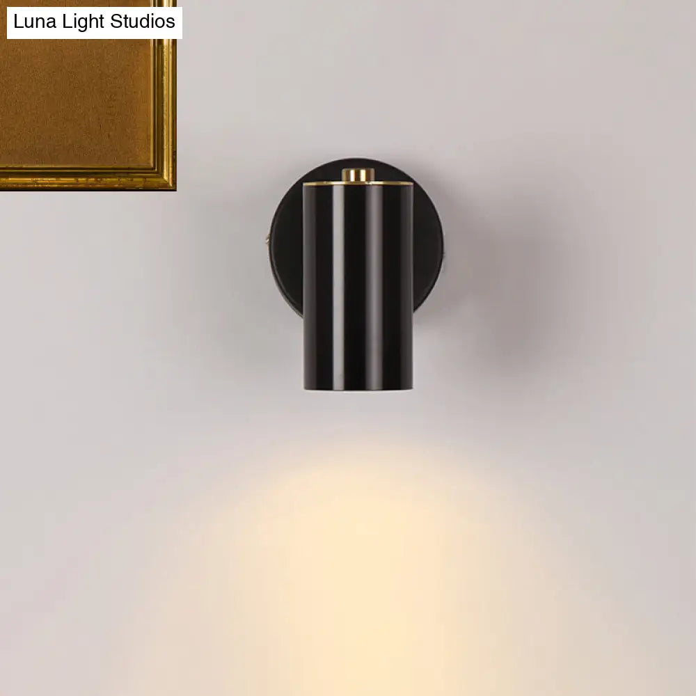 DecorBites™ Black/Gold Metallic Tube Wall Sconce with LED Light for Bedside