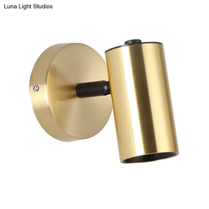 DecorBites™ Black/Gold Metallic Tube Wall Sconce with LED Light for Bedside