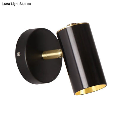 DecorBites™ Black/Gold Metallic Tube Wall Sconce with LED Light for Bedside