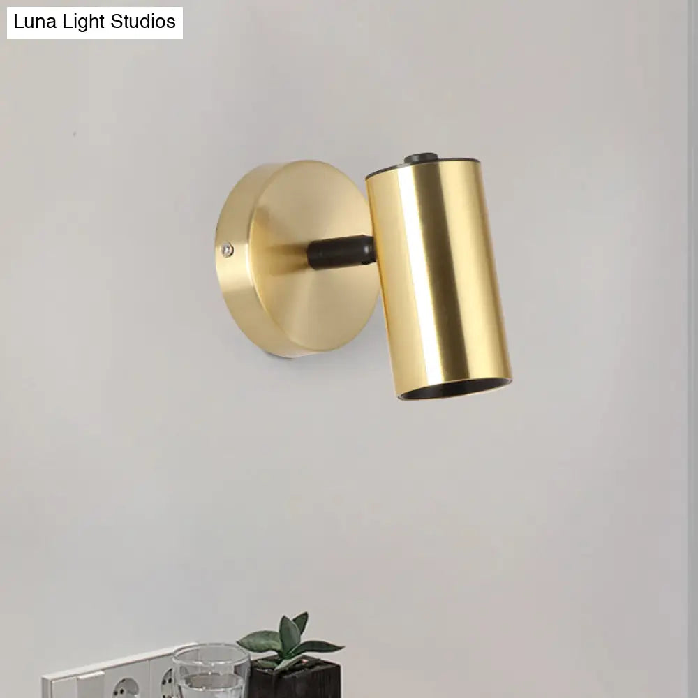 DecorBites™ Black/Gold Metallic Tube Wall Sconce with LED Light for Bedside