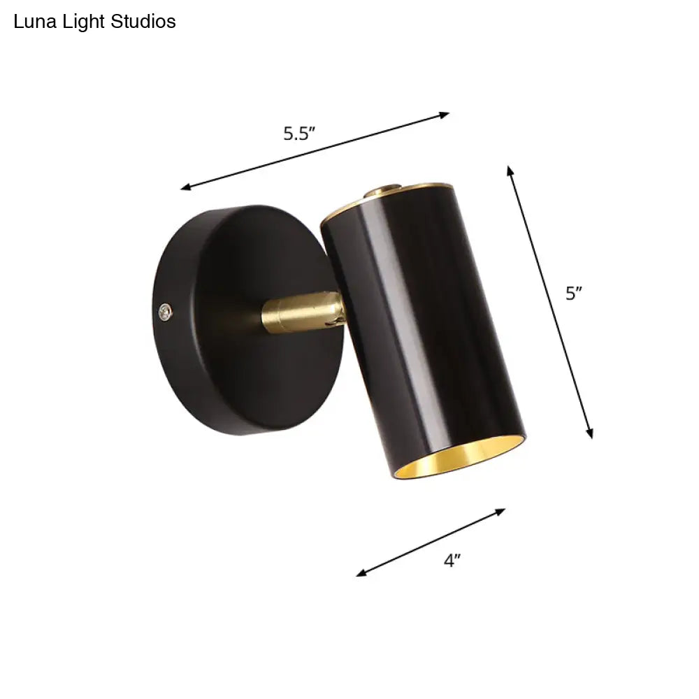 DecorBites™ Black/Gold Metallic Tube Wall Sconce with LED Light for Bedside