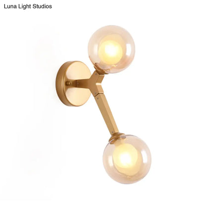 DecorBites™ Black/Gold Nordic Bubble Wall Sconce Lamp with Clear Glass - 2 Lights, Bedroom Lighting