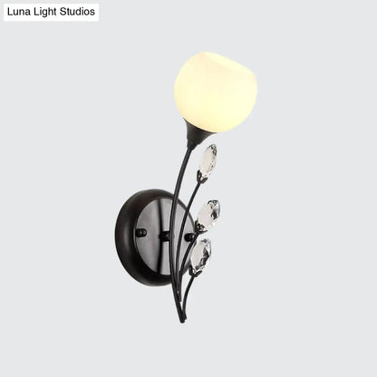 DecorBites™ Black Half-Bulb Wall Sconce Light with Frosted White Glass Bowl- Modern and Elegant Wall Mount Lamp