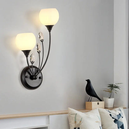 DecorBites™ Black Half-Bulb Wall Sconce Light with Frosted White Glass Bowl- Modern and Elegant Wall Mount Lamp