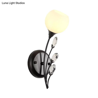 DecorBites™ Black Half-Bulb Wall Sconce Light with Frosted White Glass Bowl- Modern and Elegant Wall Mount Lamp