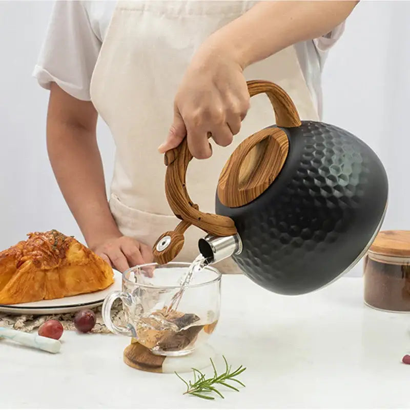 Black hammered stainless steel whistle boiling kettle kitchen decor