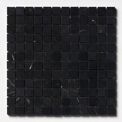 Black Honed 1x1 Marble Mosaics 12x12