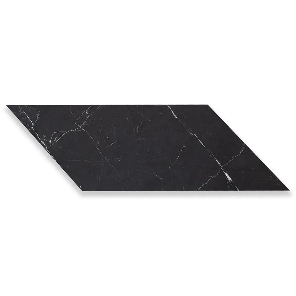 Black Honed Chevron Marble Tiles 5x17