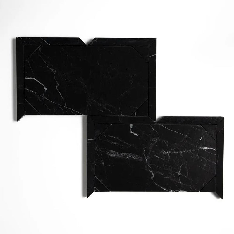Black Honed French Interlock Marble Mosaics 12 1/4x15 7/8