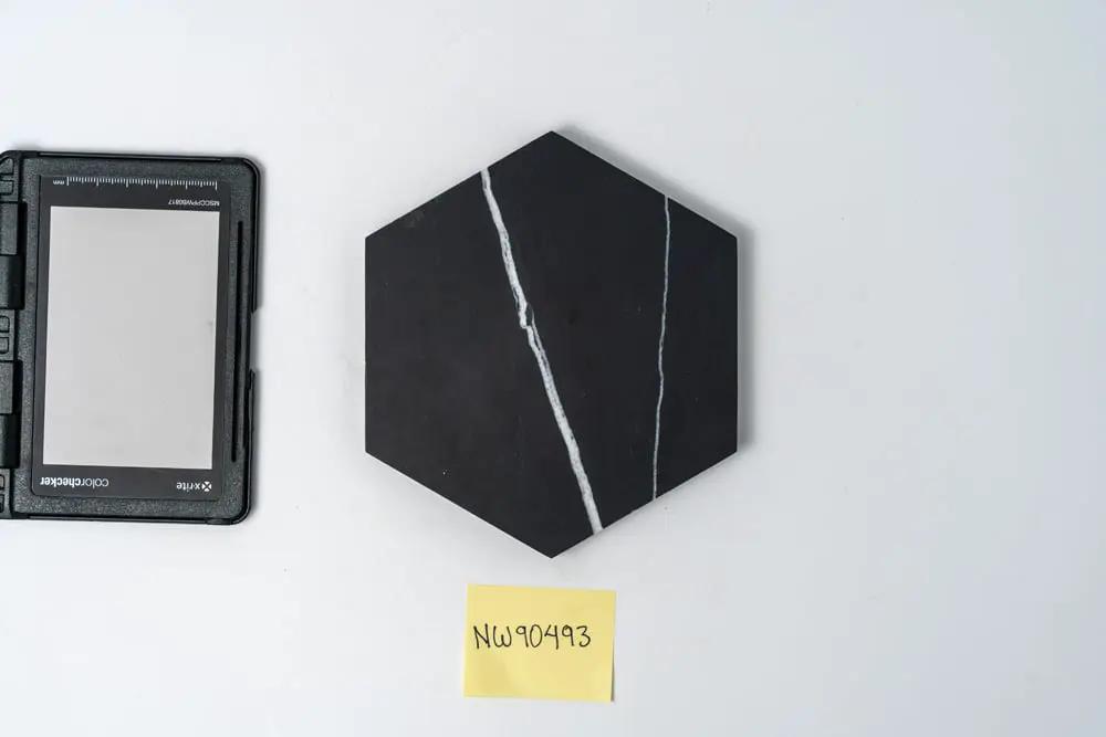 Black Honed Hexagon Marble Tiles 5 25/32x5