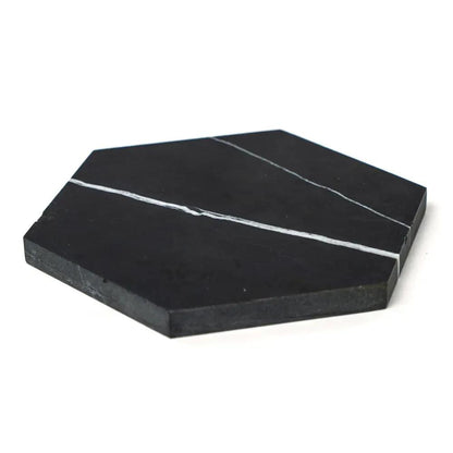 Black Honed Hexagon Marble Tiles 5 25/32x5
