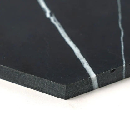 Black Honed Hexagon Marble Tiles 5 25/32x5