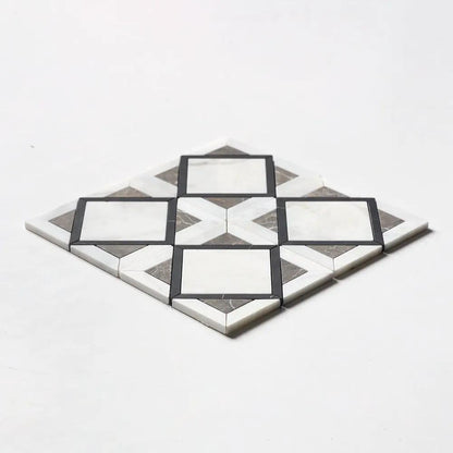 Satin Perla Honed Kent Marble Mosaics 13 9/16x13 9/16