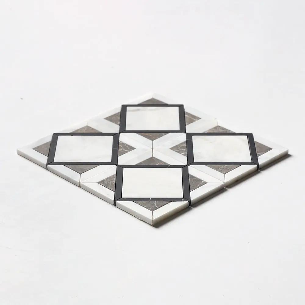 Satin Perla Honed Kent Marble Mosaics 13 9/16x13 9/16