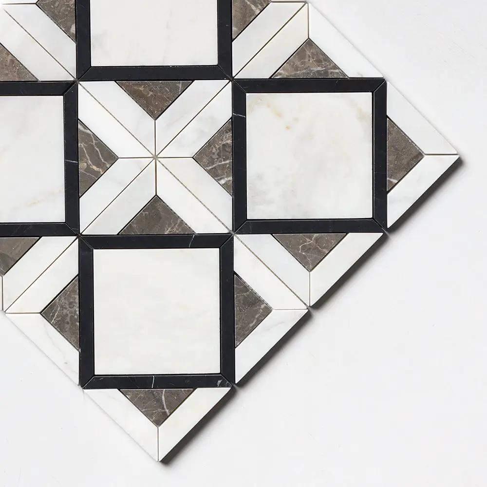Satin Perla Honed Kent Marble Mosaics 13 9/16x13 9/16