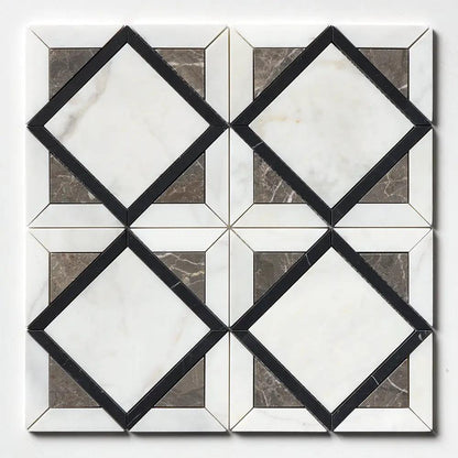 Satin Perla Honed Kent Marble Mosaics 13 9/16x13 9/16