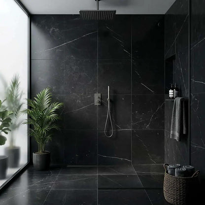 Black Honed Marble Tiles 18x18