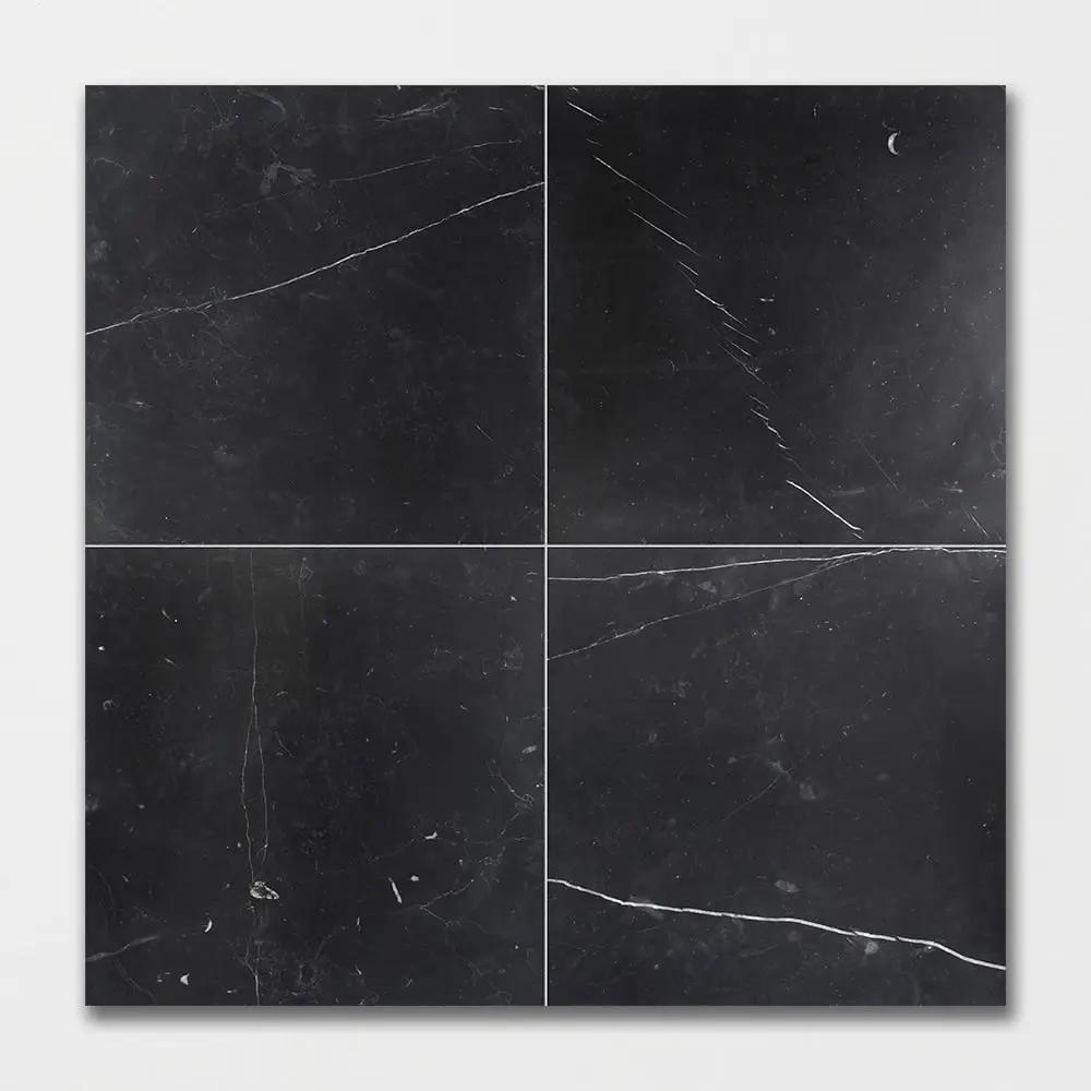 Black Honed Marble Tiles 18x18