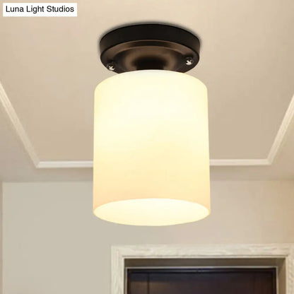 DecorBites™ Black Industrial Milky Glass Ceiling Mount Semi Flush Light for Corridor