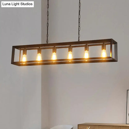 DecorBites™ Black Industrial Rectangular Island Pendant Metallic Ceiling Light Fixture