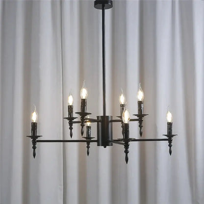 Black iron art candle chandelier pendant light for living room