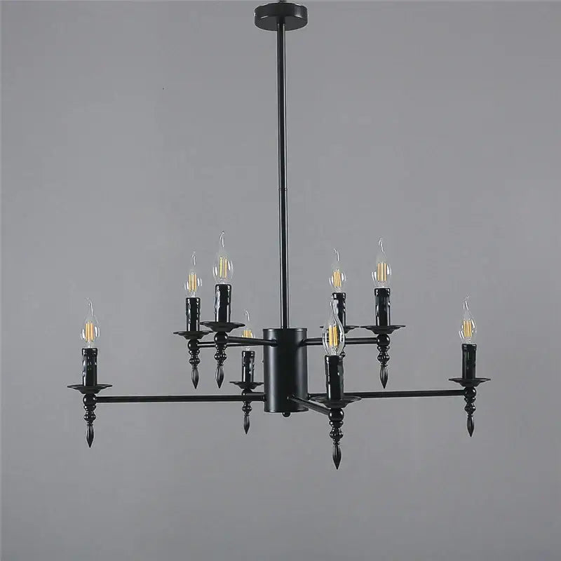 Black iron art candle chandelier pendant light for living room