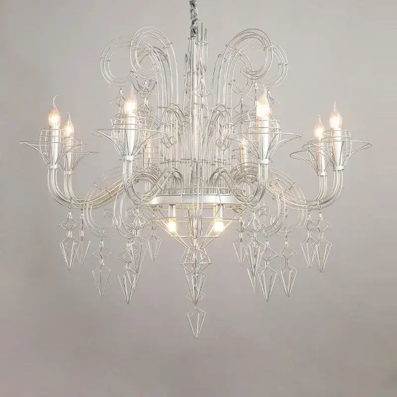 Black iron baroque e14 led chandelier foyer swirl pendant light