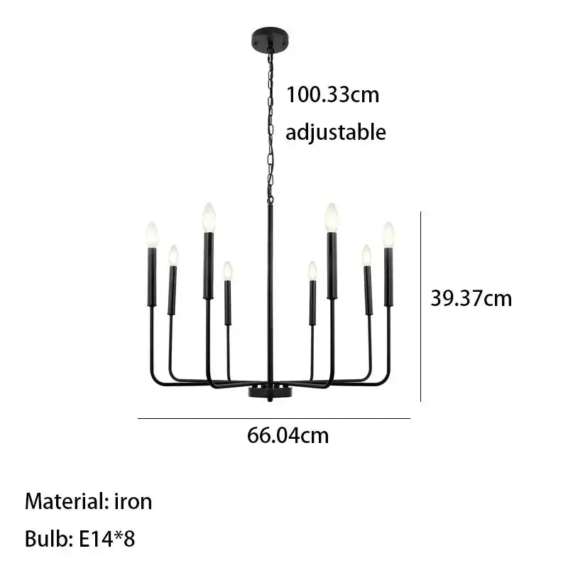 Black iron branch chandelier dining room pendant light
