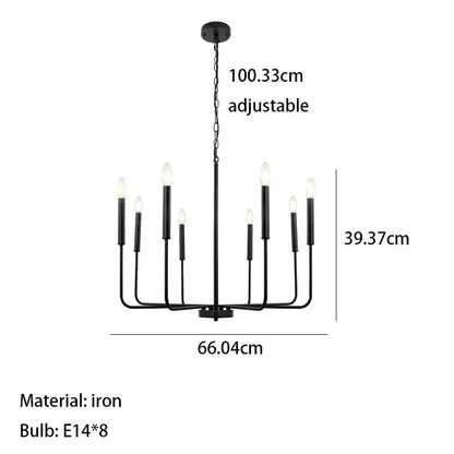 Black iron branch chandelier dining room pendant light