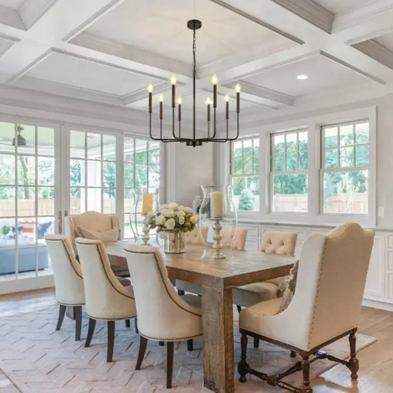 Black iron branch chandelier dining room pendant light