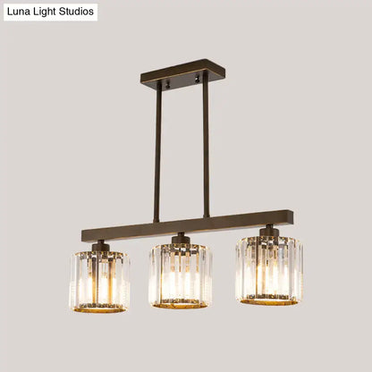 Modern dark bronze and gold cylindrical island chandelier kitchen light