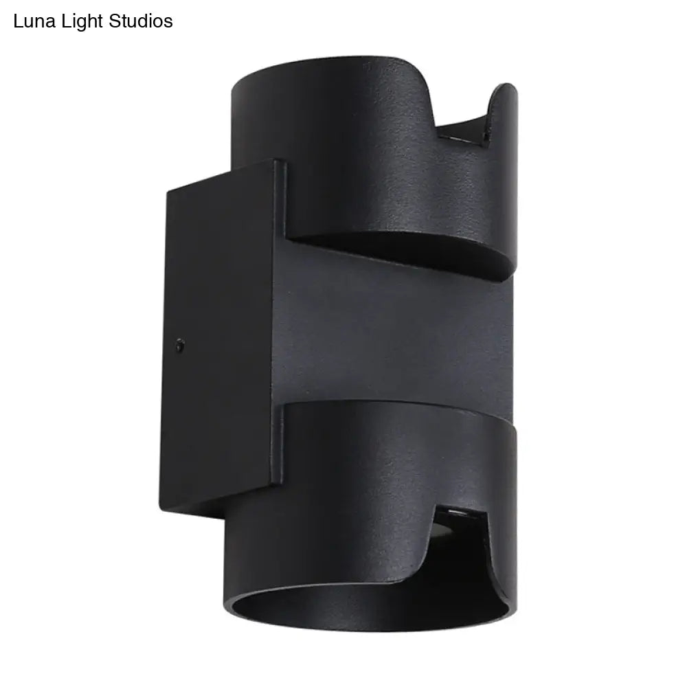 DecorBites™ Black LED Flush Mount Wall Light - Up Down Lighting with Metal Cylinder Shade for Patio