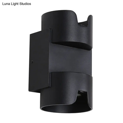 DecorBites™ Black LED Flush Mount Wall Light - Up Down Lighting with Metal Cylinder Shade for Patio