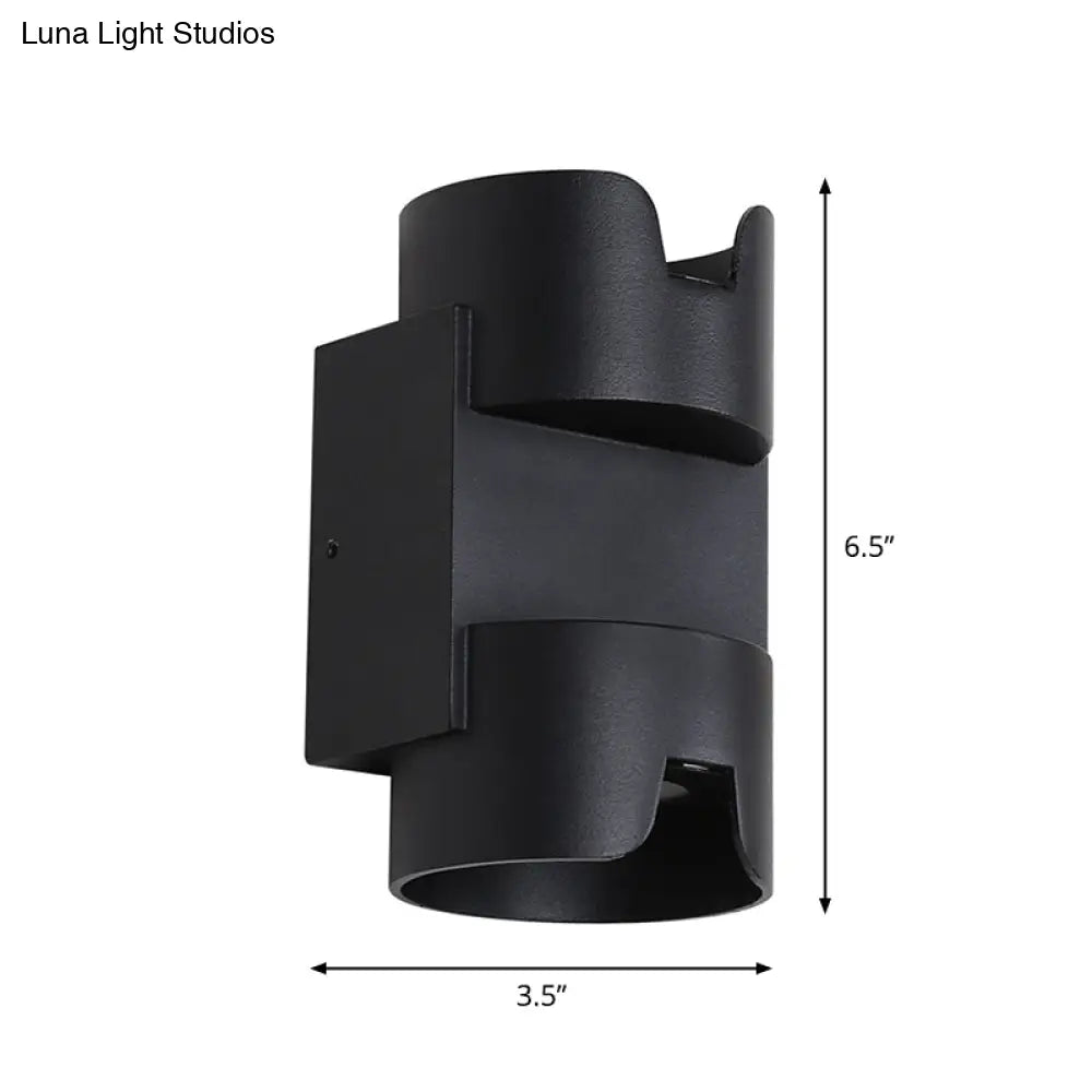 DecorBites™ Black LED Flush Mount Wall Light - Up Down Lighting with Metal Cylinder Shade for Patio