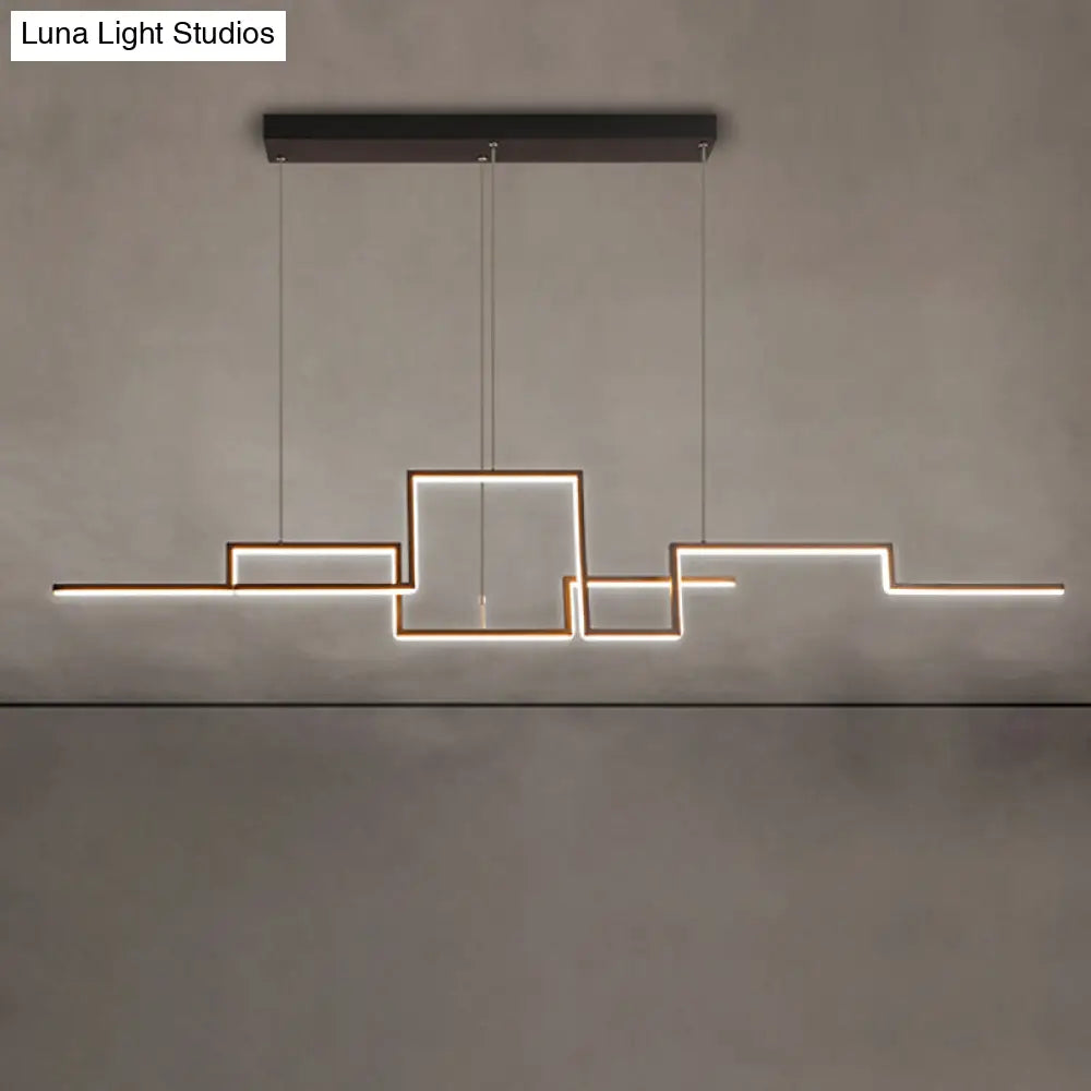 DecorBites™ Black Line Art Metal Hanging Lamp - Simplistic LED Island Lighting for Dining Room