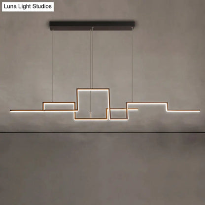 DecorBites™ Black Line Art Metal Hanging Lamp - Simplistic LED Island Lighting for Dining Room