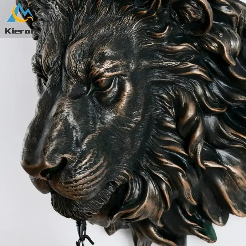 Black lion head wall lamp with glass globe for living room