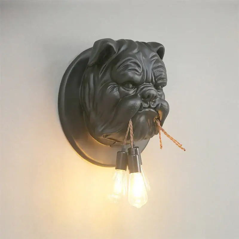 Black matte bulldog resin wall lamp living room sconce
