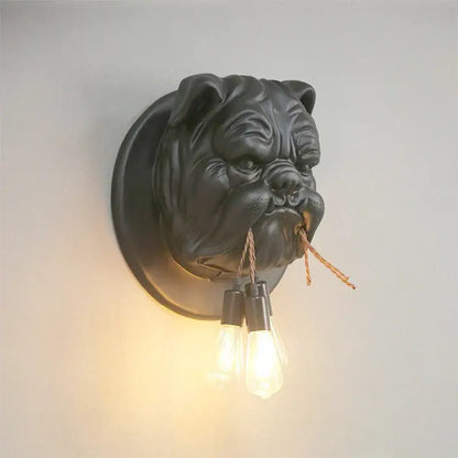 Black matte bulldog resin wall lamp living room sconce